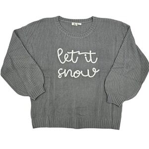 Haptics By Holly Harper Let It Snow Knit Sweater 2X Yarn‎ Embroidered Letters